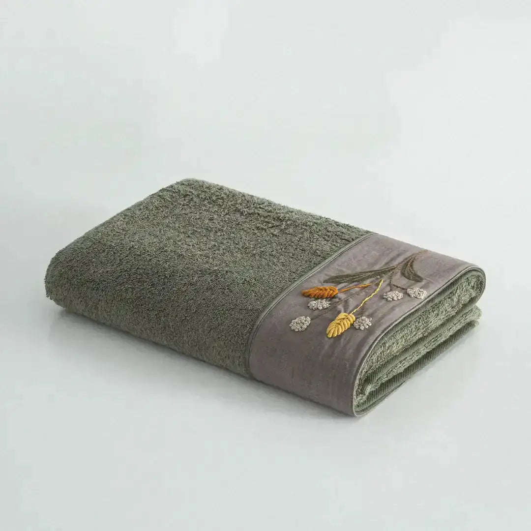 Zestaw 2 Ręczników Kąpielowych – Farah – Damski, 100% Organiczna Bawełna, Ręcznie Haftowany, Zielony Wivanco Bedding