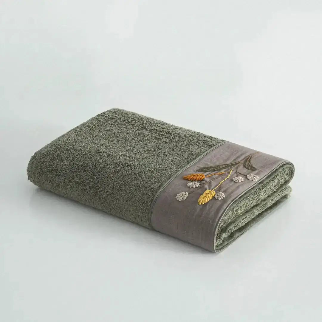 Zestaw 2 Ręczników Kąpielowych – Farah – Damski, 100% Organiczna Bawełna, Ręcznie Haftowany, Zielony Wivanco Bedding