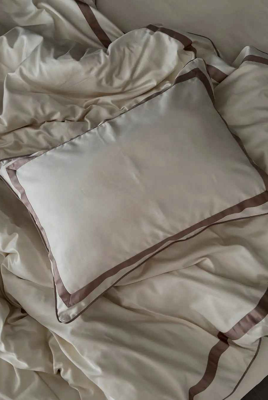 Pościel z Merceryzowanej Satyny – Champagne & Kakao, 100% Bawełna Turecka, 140 g/m², Edycja Exclusive