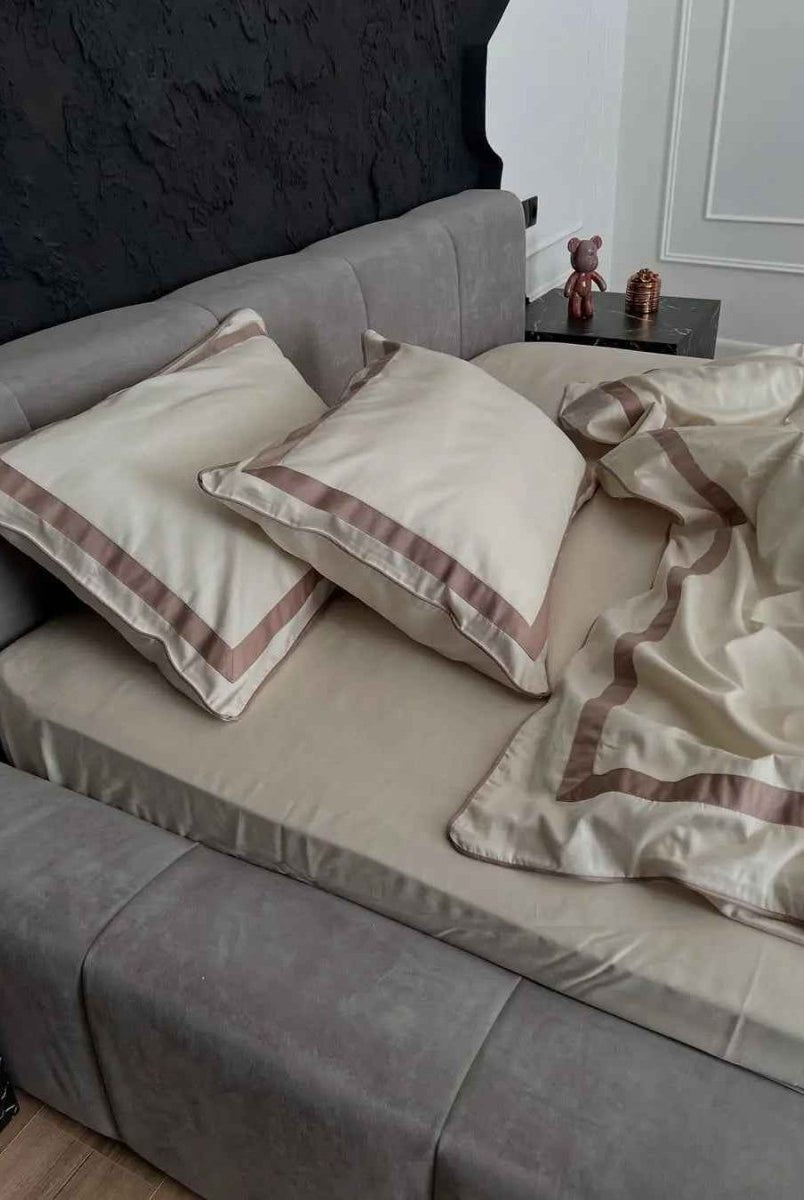 Literie en Satin Mercerisé – Champagne & Cacao, 100% Coton Turc, 140 g/m², Édition Exclusive