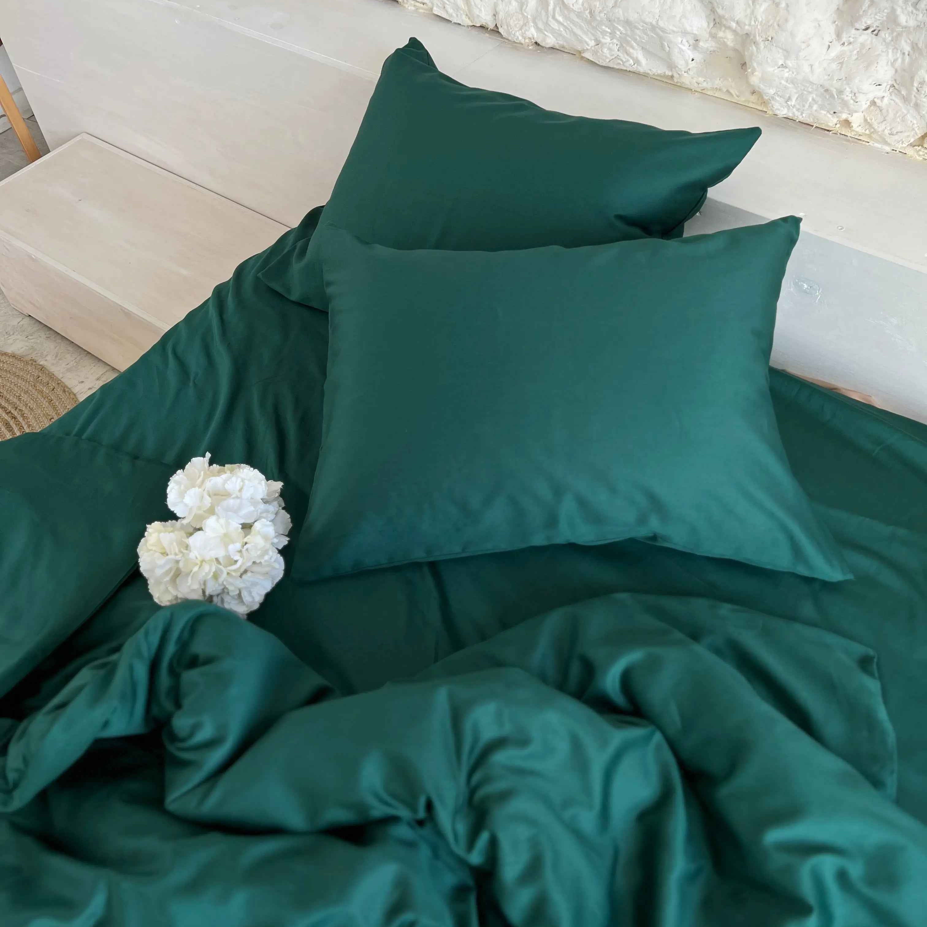 Pościel Satynowa Ciemnozielona – 100% Bawełna Turecka, 140g, Naturalna Elegancja