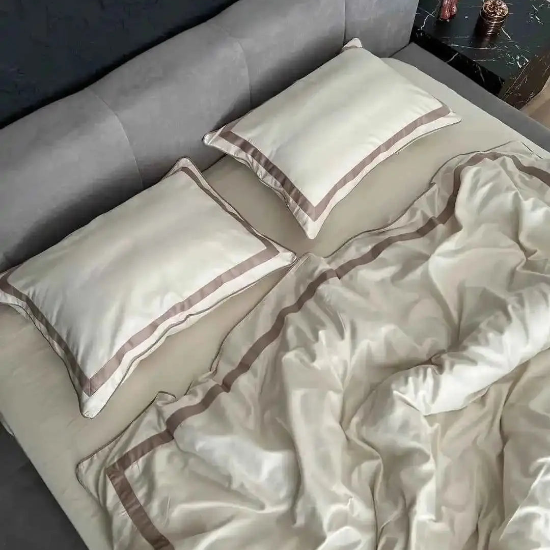 Pościel z Merceryzowanej Satyny – Champagne & Kakao, 100% Bawełna Turecka, 140 g/m², Edycja Exclusive Wivanco Bedding