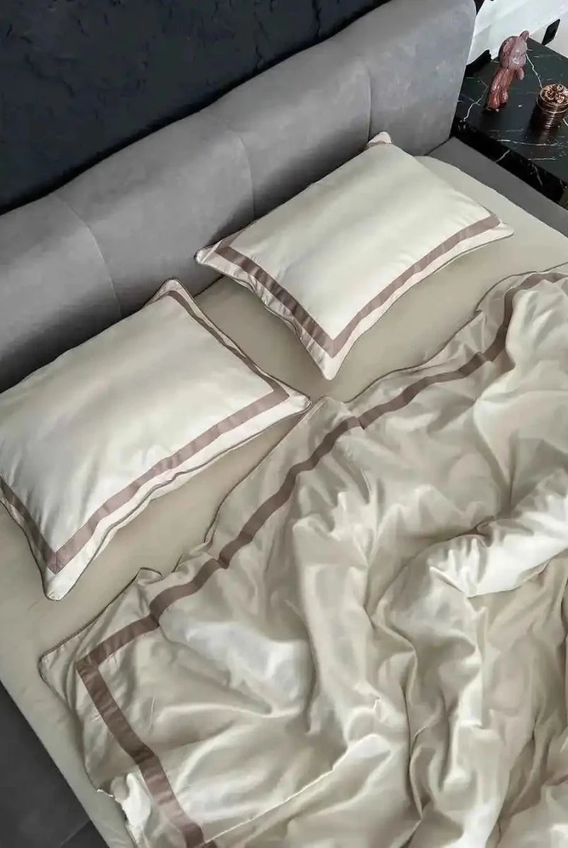 Pościel z Merceryzowanej Satyny – Champagne & Kakao, 100% Bawełna Turecka, 140 g/m², Edycja Exclusive Wivanco Bedding