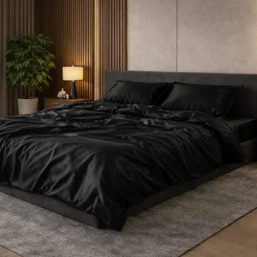 Pościel Satynowa Czarna – 100% Bawełna Turecka, 140g, Minimalistyczna Elegancja Wivanco Bedding
