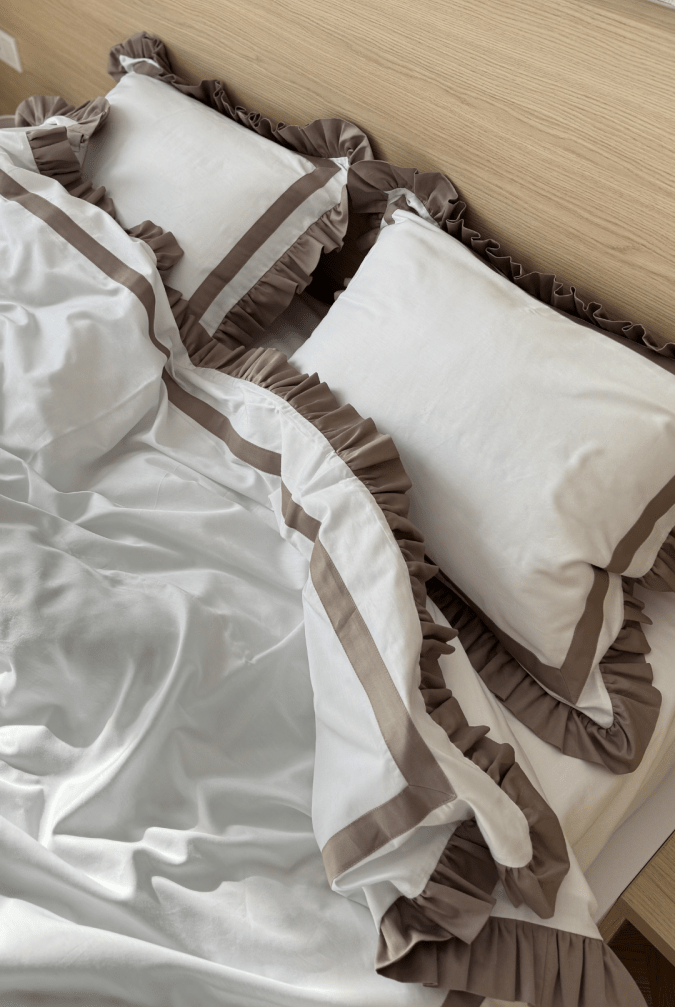 Pościel Mokka Taupe z Falbanką Oxford – zdjęcie produktu 4