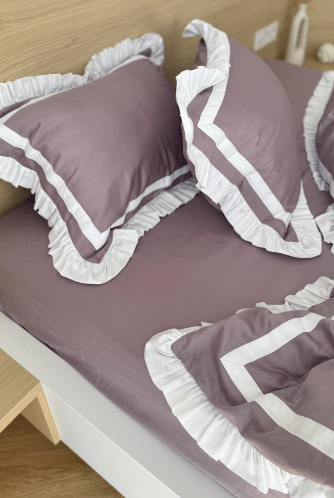 Pościel Pudrowy Taupe z Falbanką Oxford – zdjęcie produktu 3