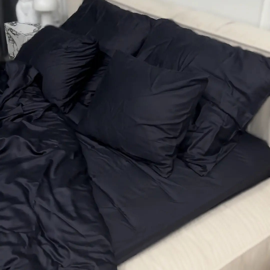 Pościel Satynowa Czarna – 100% Bawełna Turecka, 140g, Minimalistyczna Elegancja Wivanco Bedding