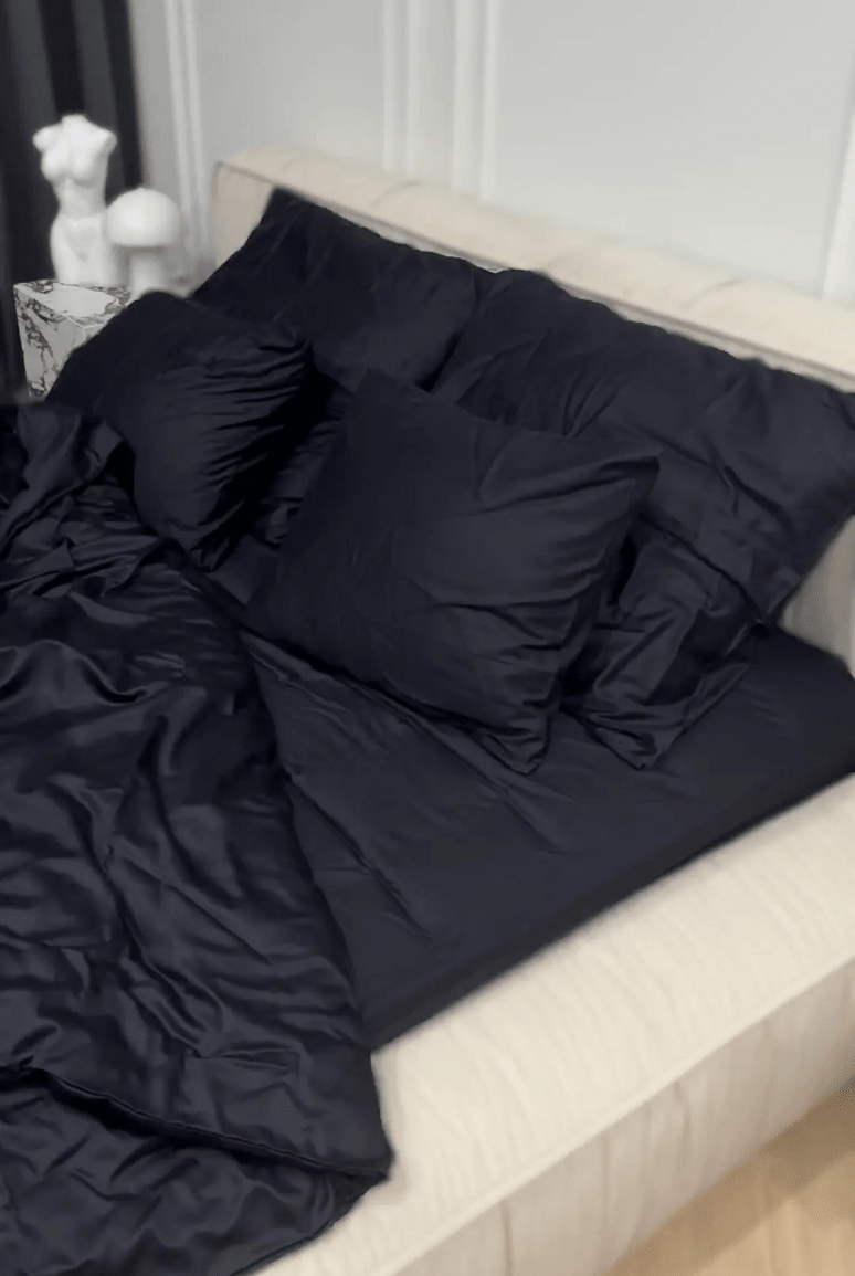 Literie Noir Satin – 100% Coton Turc, 140g, Élégance Minimaliste Wivanco Literie