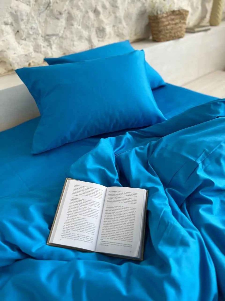 Light Blue Satin Bedding – 100% Turkish Cotton, 140g, Natural Elegance