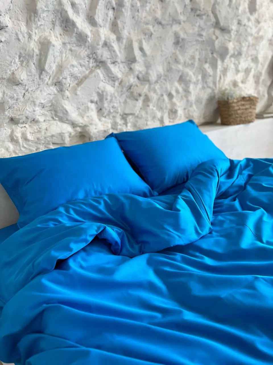 Light Blue Satin Bedding – 100% Turkish Cotton, 140 g/m², Natural Elegance