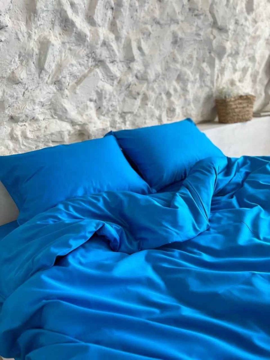Light Blue Satin Bedding – 100% Turkish Cotton, 140g, Natural Elegance