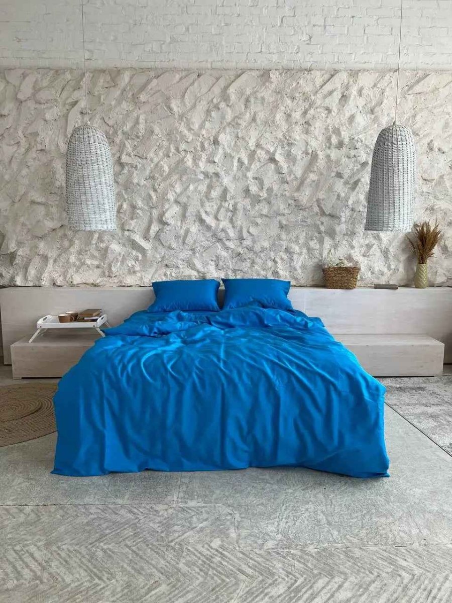 Light Blue Satin Bedding – 100% Turkish Cotton, 140g, Natural Elegance