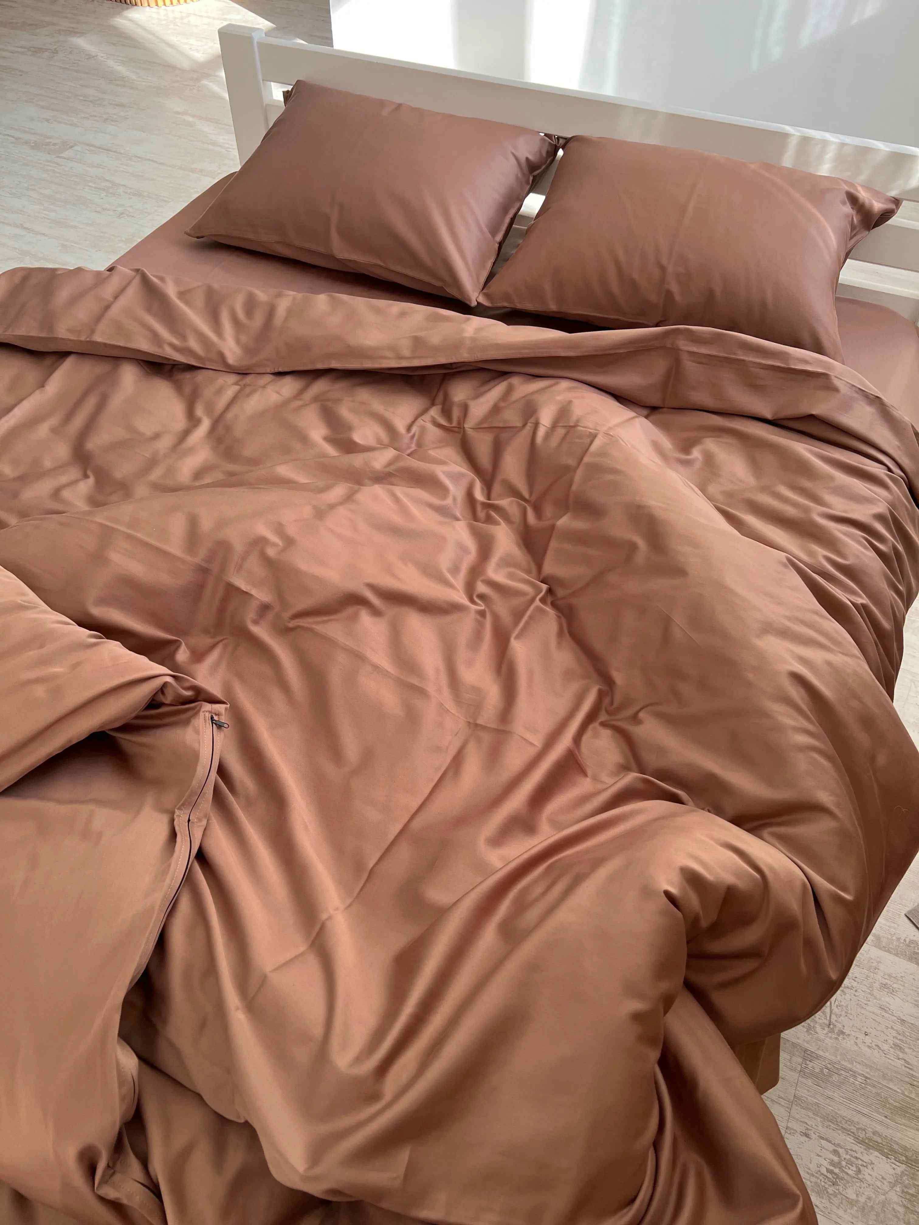 Copper Satin Bedding – 100% Turkish Cotton, 140 g/m², Hotel Luxury