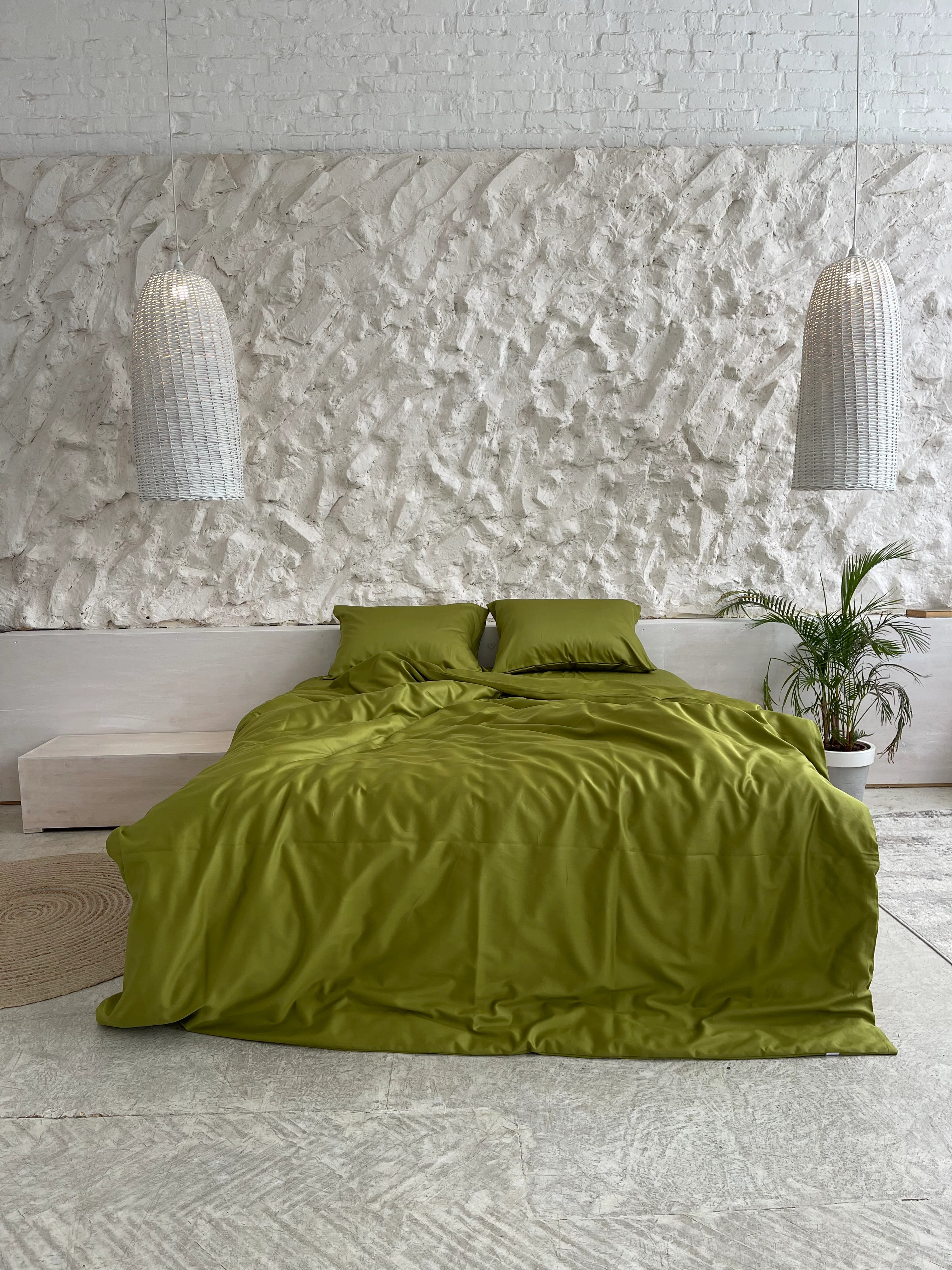 Lime Satin Bedding – 100% Turkish Cotton, 140 g/m², Natural Elegance