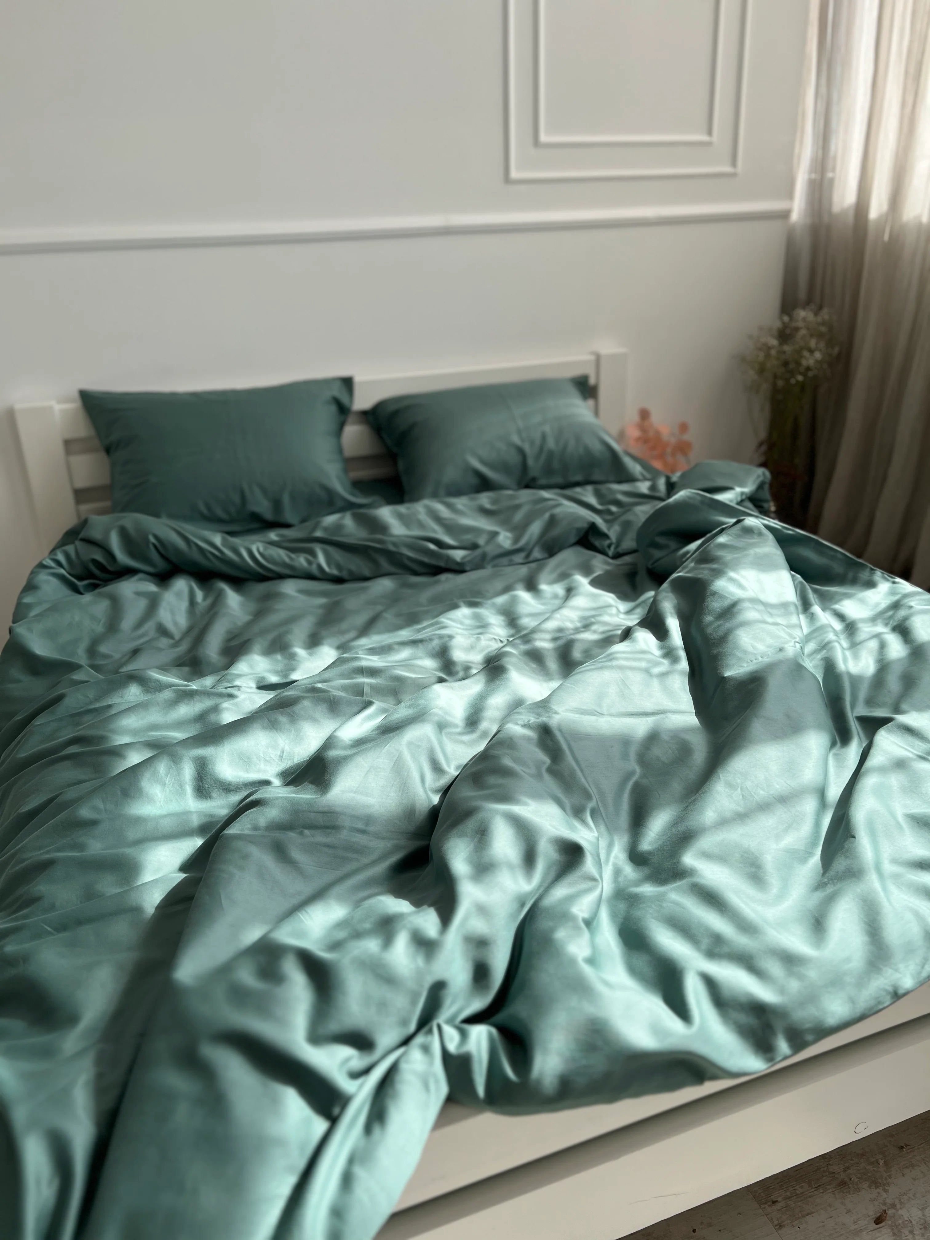 Petrol Satin Bedding – 100% Turkish Cotton, 140 g/m², Hotel Luxury