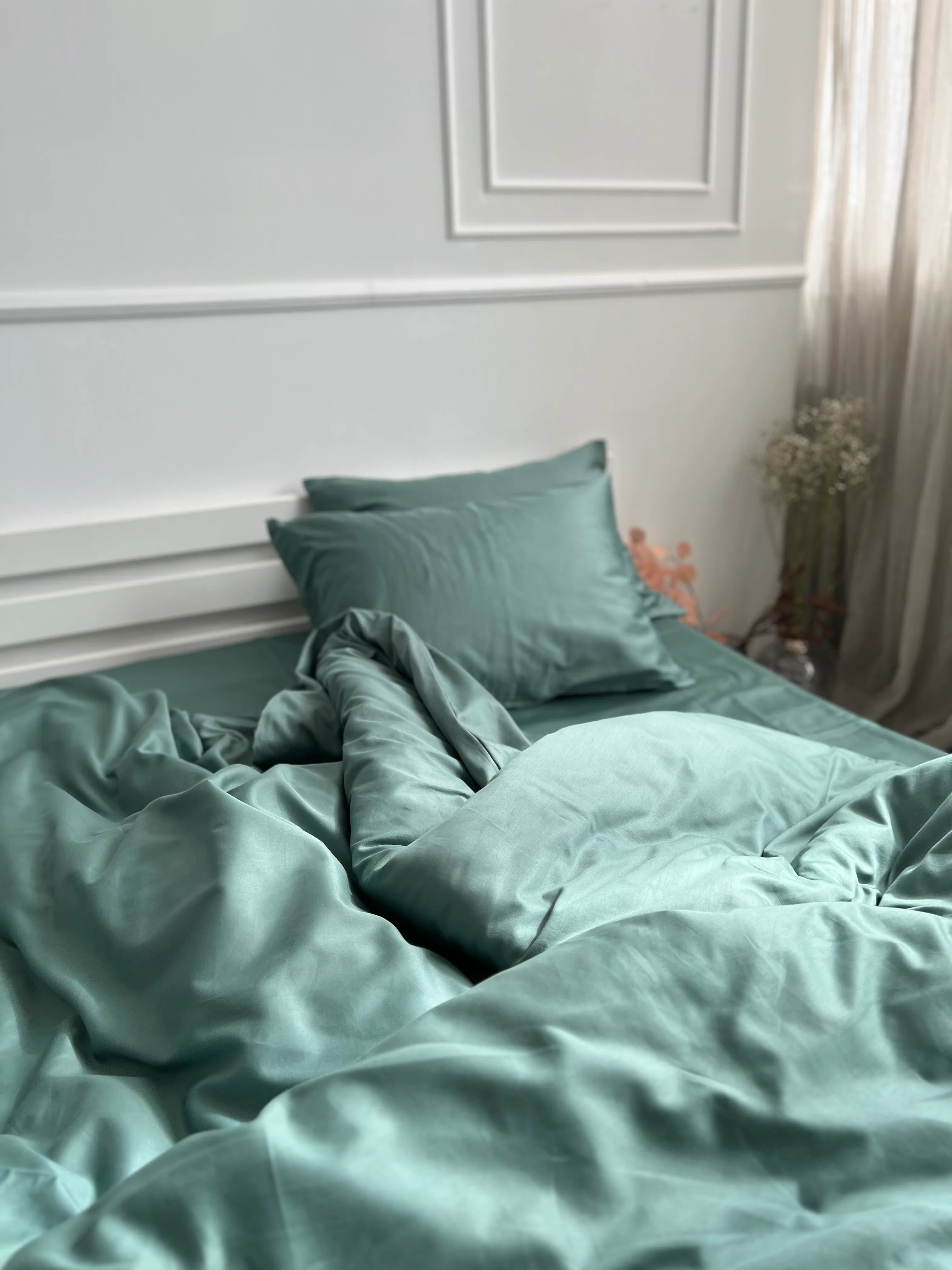 Petrol Satin Bedding – 100% Turkish Cotton, 140 g/m², Hotel Luxury