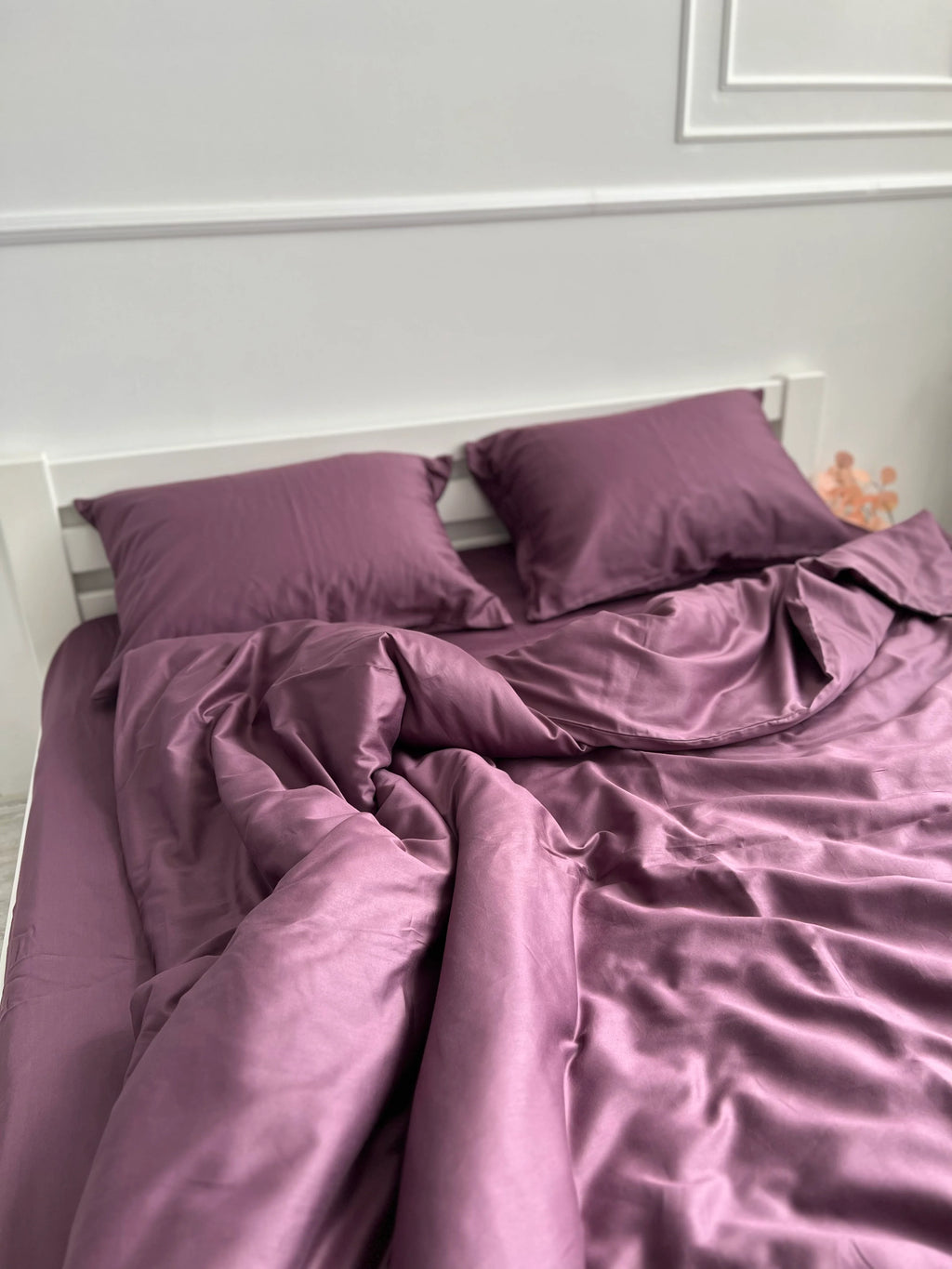 Eggplant Satin Bedding – 100% Turkish Cotton, 140 g/m², Luxurious Quality