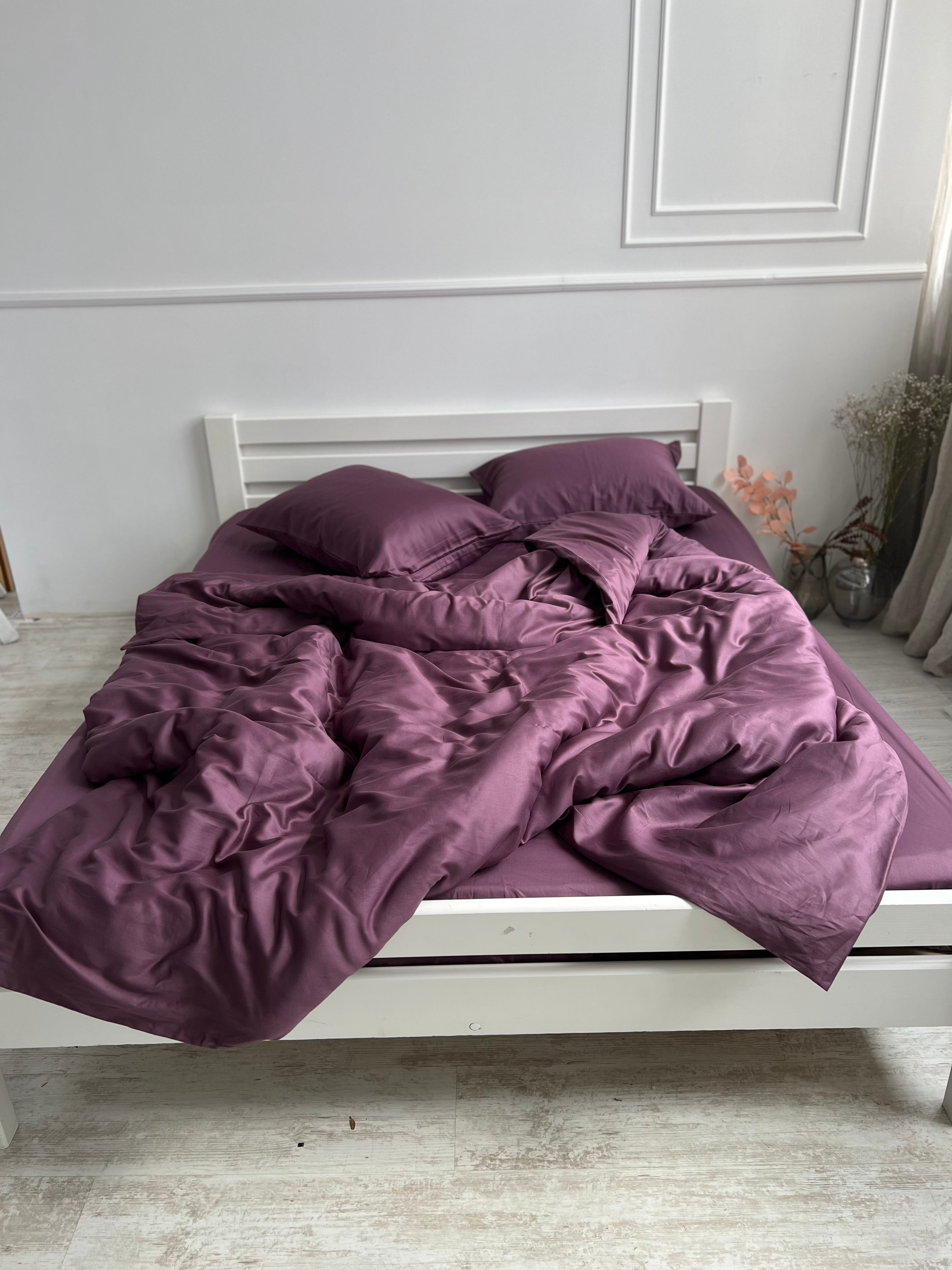 luksusowa pościel satynowa​Pościel Satynowa Bakłażanowa – 100% Bawełna Turecka, 140g, Luksusowa Jakość - Wivanco Bedding
