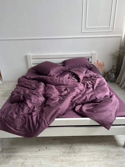 Eggplant Satin Bedding – 100% Turkish Cotton, 140 g/m², Luxurious Quality