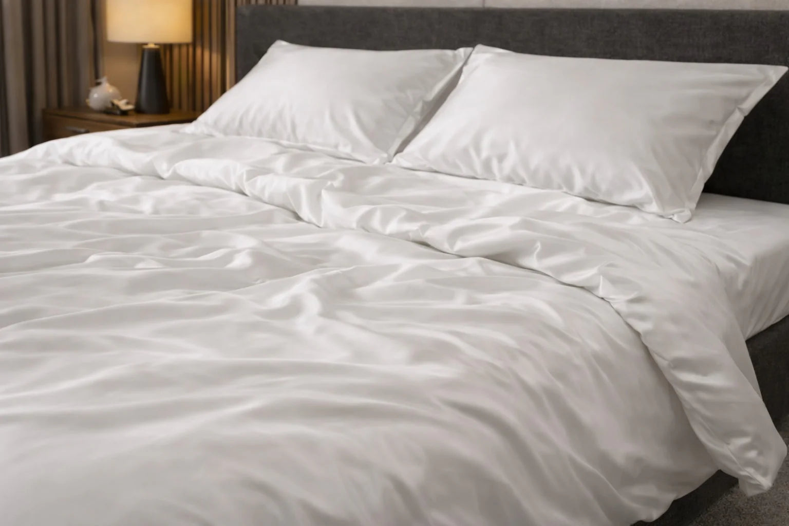 White Satin Bedding – 100% Turkish Cotton, 140 g/m², Luxurious Quality