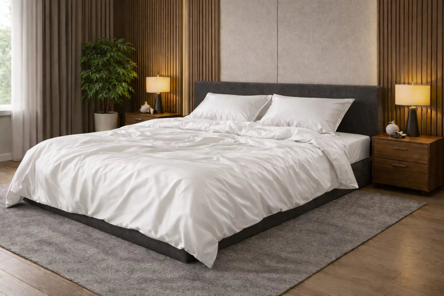 White Satin Bedding – 100% Turkish Cotton, 140 g/m², Luxurious Quality