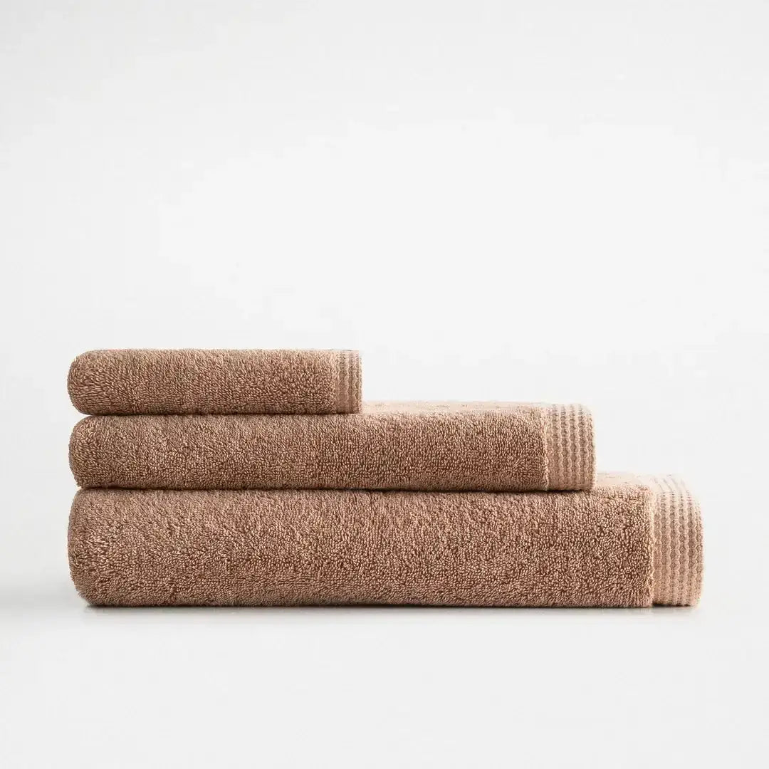 Pure Cotton Embroidered Towel Set (3 Pieces) – Organic Cotton, Brown