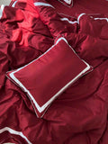 Mercerized Satin Cotton Bedding in Rose Red & White – 100% Turkish Cotton, 140 g/m², Oxford Finish with Piping