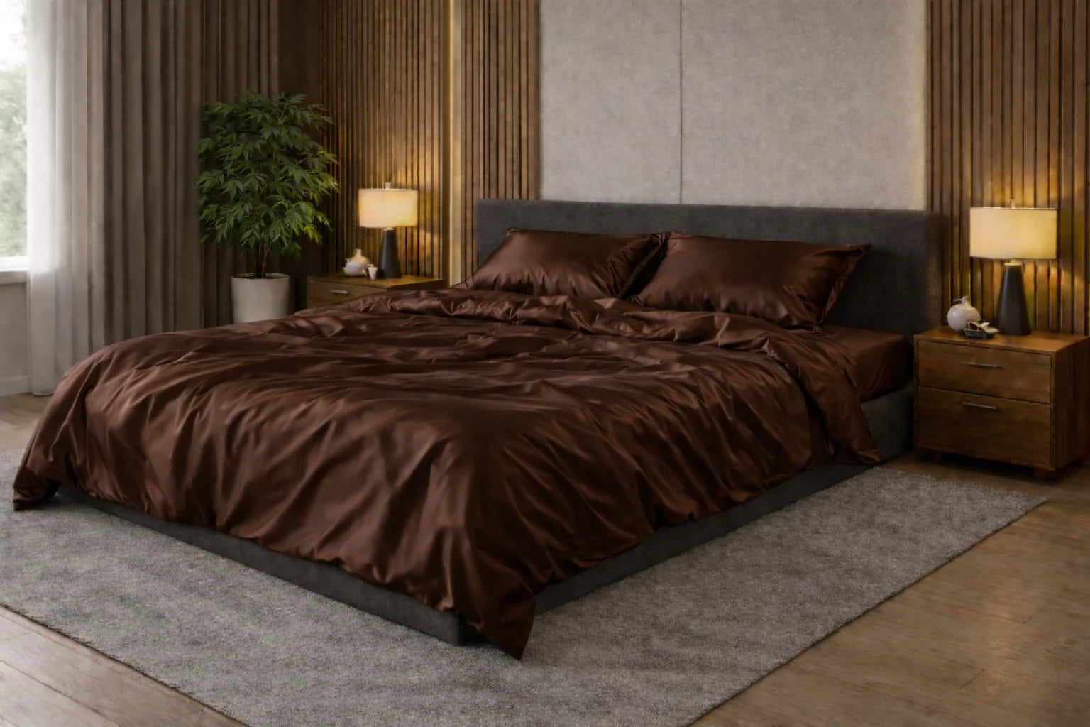 Chocolate Satin Bedding – 100% Turkish Cotton, 140 g/m², Luxurious Quality