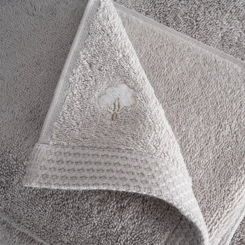 Pure Cotton Embroidered Towel Set (3 Pieces) – Organic Cotton, Grey