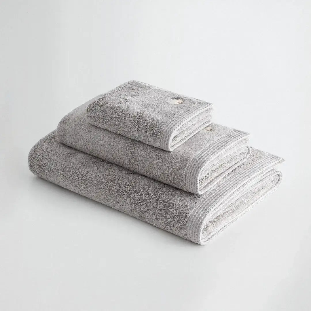 Pure Cotton Embroidered Towel Set (3 Pieces) – Organic Cotton, Grey