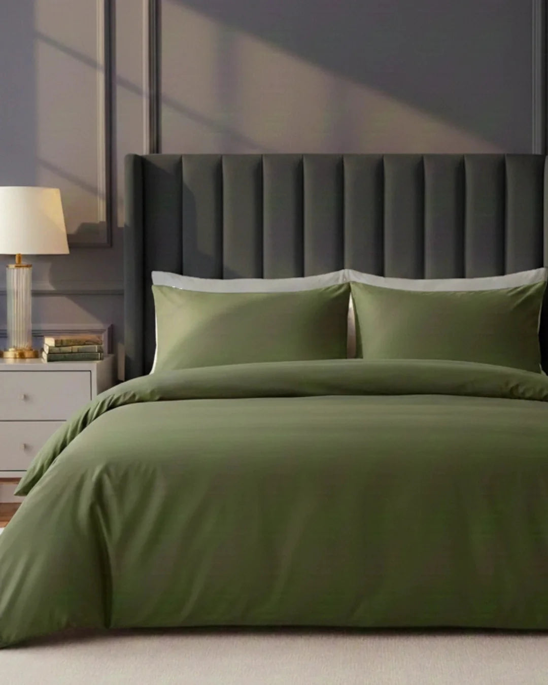 Olive Satin Bedding – 100% Turkish Cotton, 140 g/m², Hotel Luxury