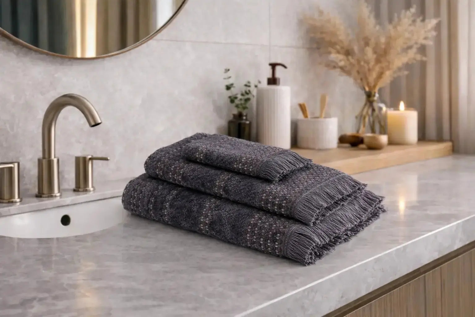 Set of 3 Zeus Towels – 100% Organic Turkish Cotton, Anthracite Wivanco Bedding