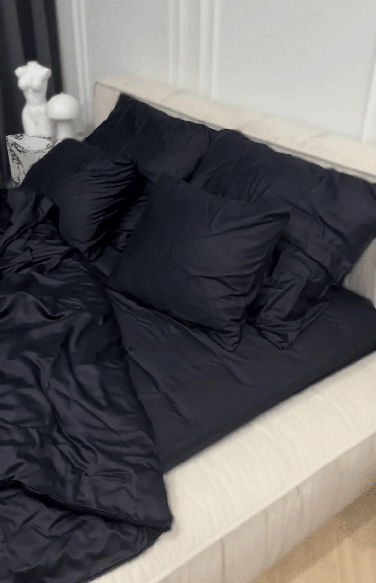 Pościel Satynowa Czarna – 100% Bawełna Turecka, 140g, Minimalistyczna Elegancja Wivanco Bedding